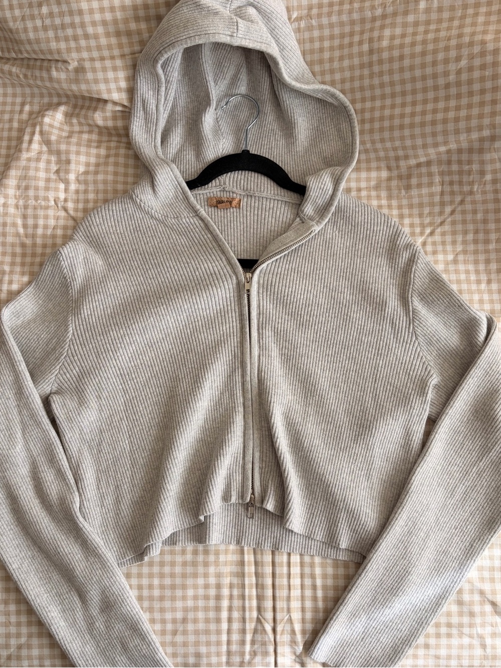 Cropped zip up sweater